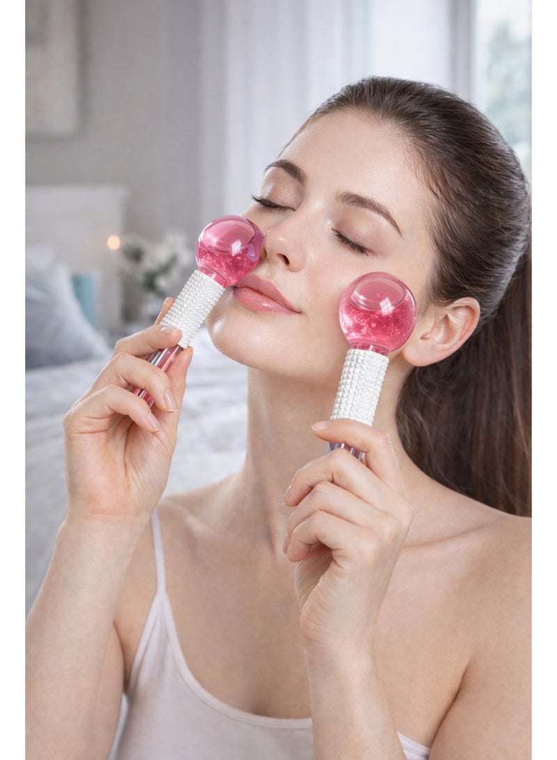 HAYALUX 2 Pack Beauty Crystal Ice Ball Facial Massager, Cooling & Soothing Massager Face Roller Tool for Cooling Neck & Eyes, Brighten Tighten Skin, Reduce Swelling, Dark - Image 2